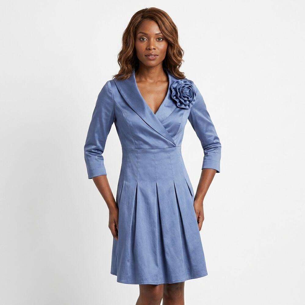 Jessica Howard Blue Wrap Short Dress Women Size 4P